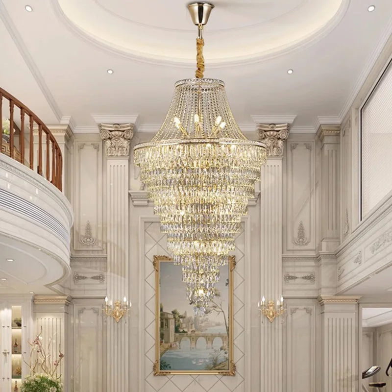 Lustre moderne en cristal noir et doré, éclairage suspendu pour salon et hall