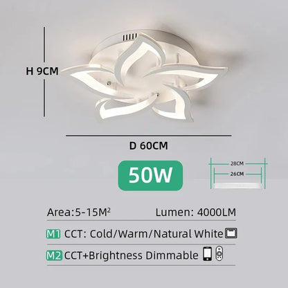 Plafonnier LED Design Floral Moderne en Acrylique, Intensité Réglable pour Ambiance Chaleureuse