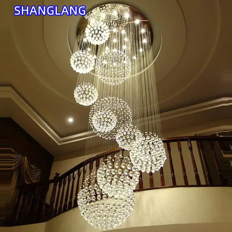 Lustre moderne boule de cristal LED design luxe pour salon