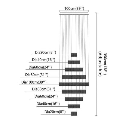 Lustre LED en cristal chromé Art Déco pour escalier, éclairage intérieur premium