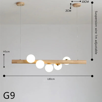 Suspension Plafonnier Bois Design Moderne G9, Lumière Ambiante Chaleureuse