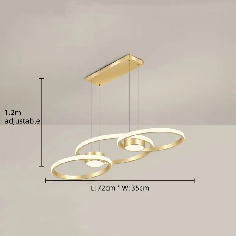 Suspension circulaire en aluminium moderne avec lumière LED chaude, pour salon et salle à manger
