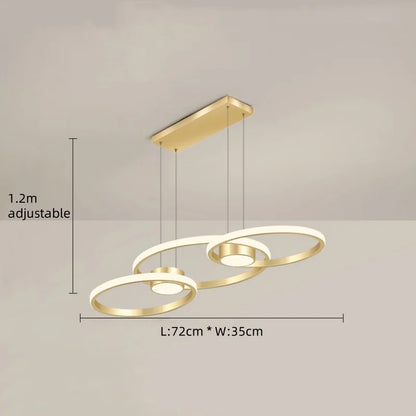 Suspension circulaire en aluminium moderne avec lumière LED chaude, pour salon et salle à manger