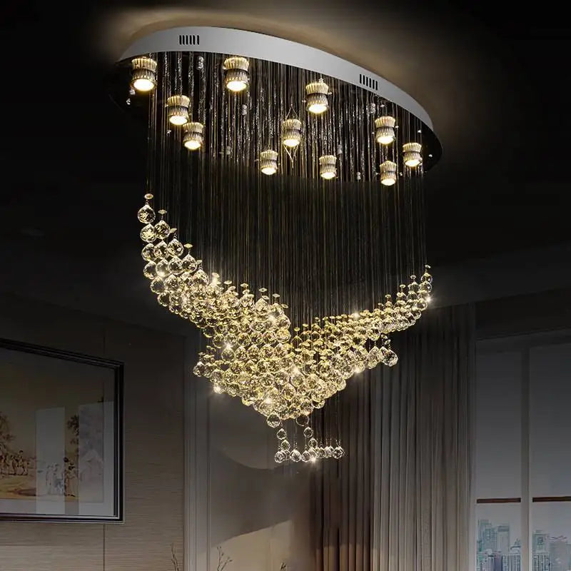 Lustre design moderne en cristal avec éclairage LED, dimensions L100xW55xH80cm