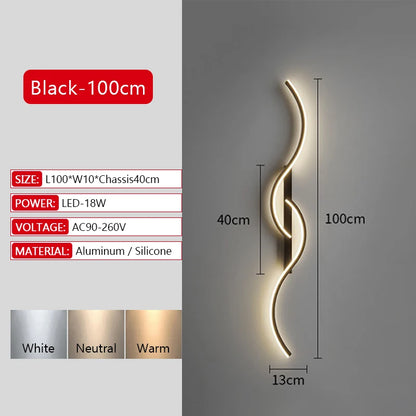 Applique Murale LED Moderne en Aluminium avec Télécommande et Gradation, Lumière Chaude et Froide