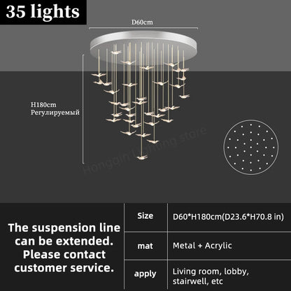 Lustre suspendu en verre et métal style moderne pour hall d’hôtel