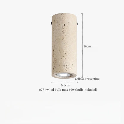 Applique Murale LED Japon Wabi Sabi en Travertin Jaune, Ambiance Chaleureuse