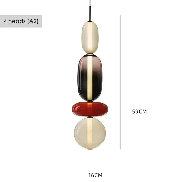 Suspension LED en verre coloré design nordique moderne pour intérieur