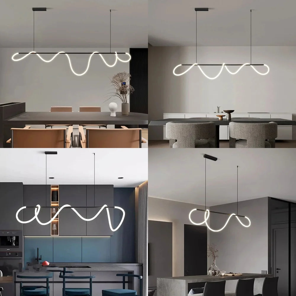 Suspension nordique en ferronnerie pour salle à manger, lumière chaude