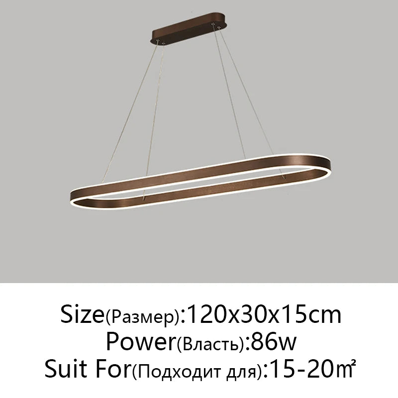 Suspension LED en aluminium au design nordique moderne, lumière chaude ajustable