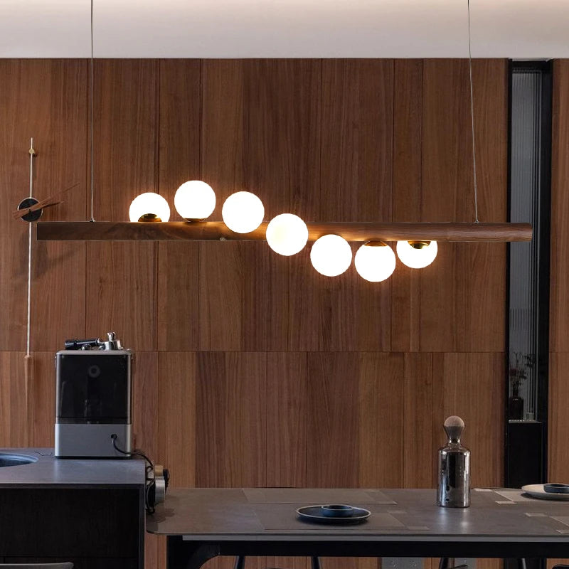 Suspension Plafonnier Bois Design Moderne G9, Lumière Ambiante Chaleureuse