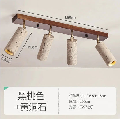 Plafonnier travertin design wabi sabi, projecteur LED pour salon et couloir