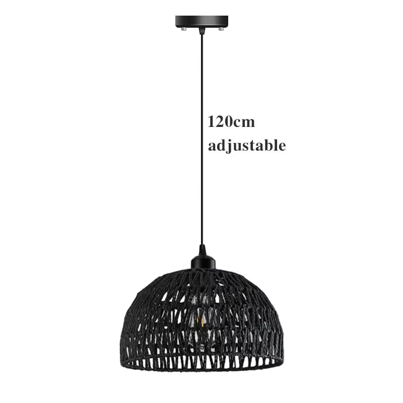 Suspension abat-jour en rotin tissé main, ambiance chaleureuse naturelle
