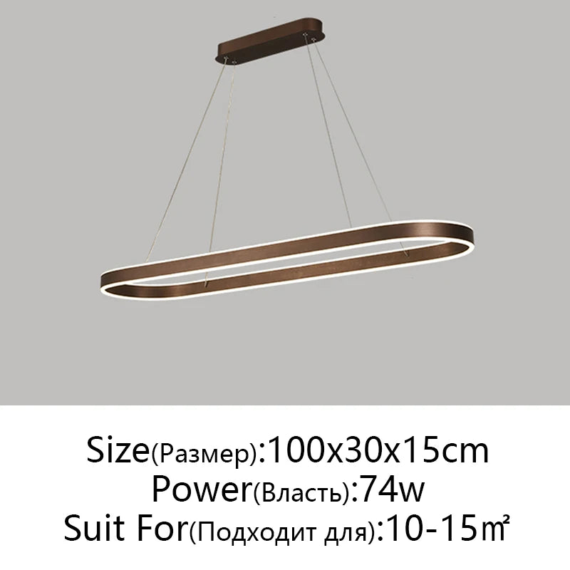 Suspension LED en aluminium au design nordique moderne, lumière chaude ajustable