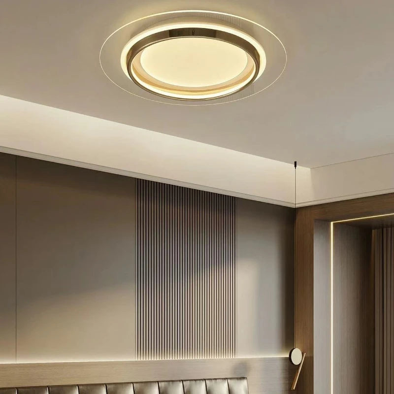 Plafonnier LED moderne en acrylique à coins arrondis, lumière chaleureuse pour intérieur élégant
