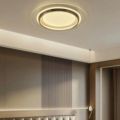 Plafonnier LED moderne en acrylique à coins arrondis, lumière chaleureuse pour intérieur élégant