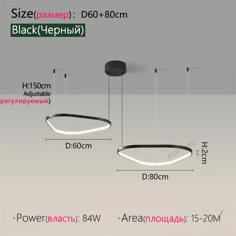 Suspension lustre nordique triangulaire en métal, lumière chaude pour salon et chambre