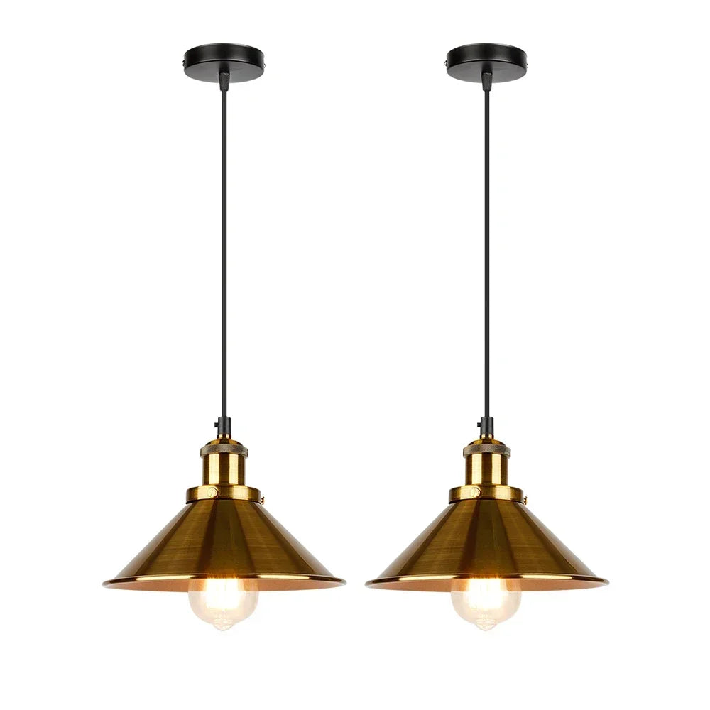 Suspension vintage E27 DINDALLED en métal noir et or, lustre d'intérieur