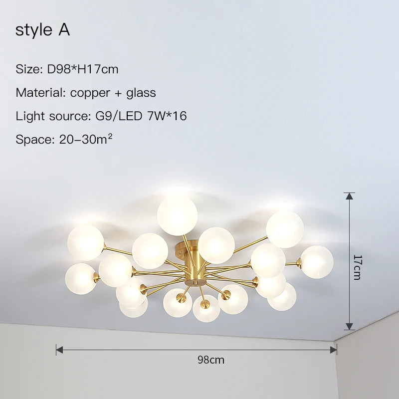 Plafonnier Sputnick design bulle en métal chrome poli pour salon et salle à manger