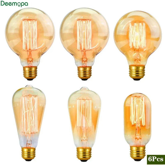Ampoule Edison Vintage E27 40W, lumière filament chaude, lot de 6 pièces - Luminous Place