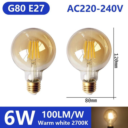 Ampoule LED filament E14 E27 4W - 9W verre blanc chaud 360° rétro Edison, 2 pièces - Luminous Place