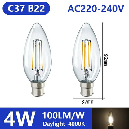 Ampoule LED filament E14 E27 4W - 9W verre blanc chaud 360° rétro Edison, 2 pièces - Luminous Place