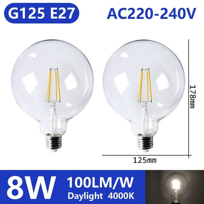 Ampoule LED filament E14 E27 4W - 9W verre blanc chaud 360° rétro Edison, 2 pièces - Luminous Place