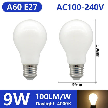 Ampoule LED filament E14 E27 4W - 9W verre blanc chaud 360° rétro Edison, 2 pièces - Luminous Place