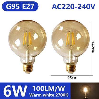 Ampoule LED filament E14 E27 4W - 9W verre blanc chaud 360° rétro Edison, 2 pièces - Luminous Place