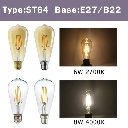Ampoule LED filament E14 E27 4W - 9W verre blanc chaud 360° rétro Edison, 2 pièces - Luminous Place
