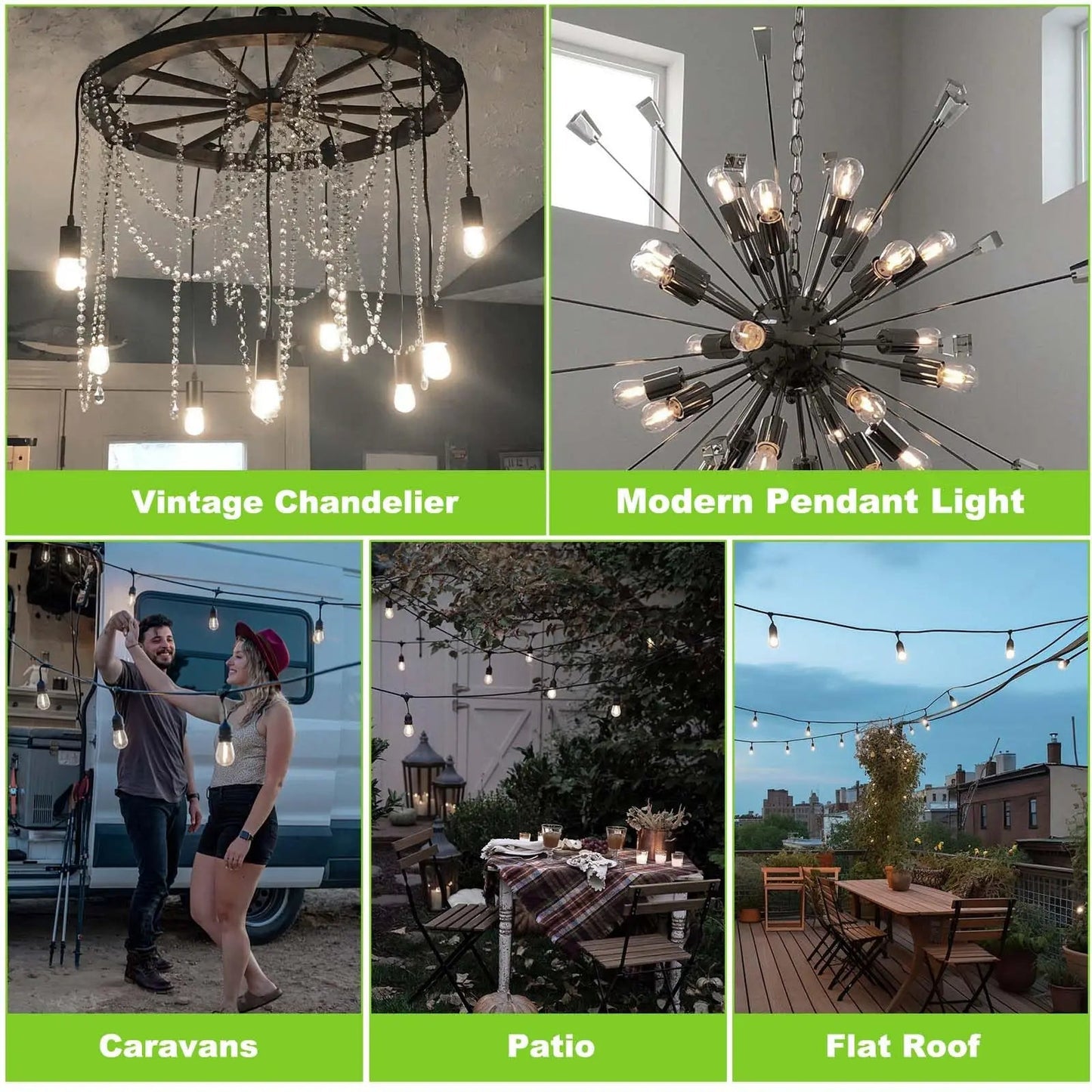 Ampoule LED S14 incassable 2W E27, lumière chaude pour guirlande extérieure, lot de 25 - Luminous Place