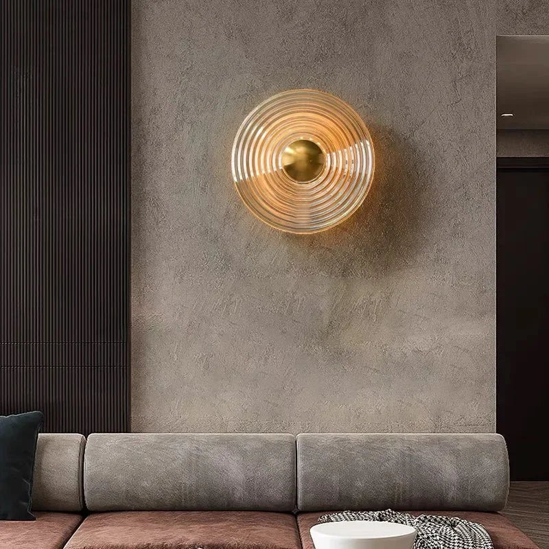 Applique Murale Circulaire en Verre Nordique Moderne à Lumière Chaude pour Intérieur - Luminous Place