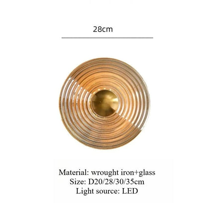 Applique Murale Circulaire en Verre Nordique Moderne à Lumière Chaude pour Intérieur - Luminous Place