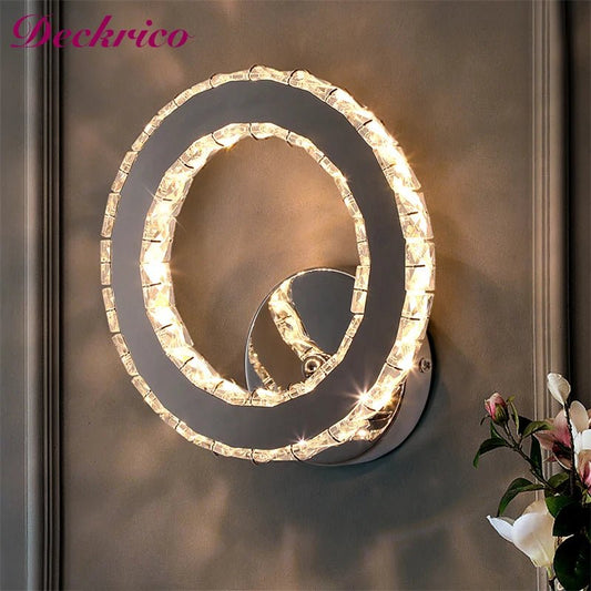Applique Murale LED en Cristal Design Moderne Argent, Lumière Chaude Ambiante pour Chambre et Couloir - Luminous Place