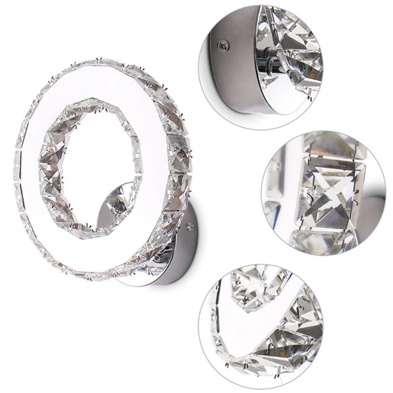 Applique Murale LED en Cristal Design Moderne Argent, Lumière Chaude Ambiante pour Chambre et Couloir - Luminous Place