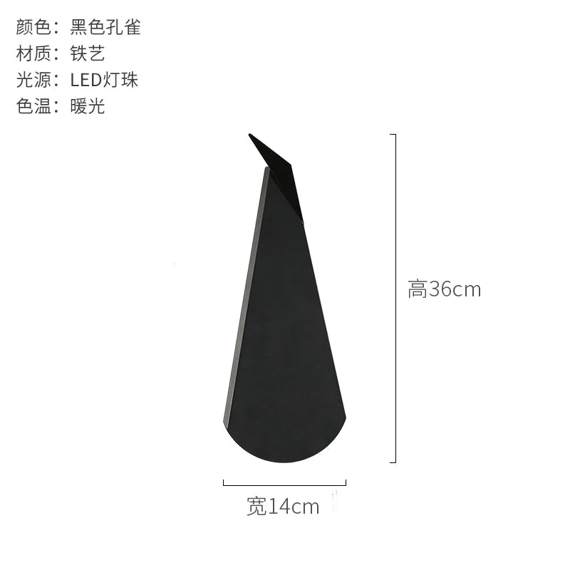 Applique Murale LED Moderne en Métal Or, Design Paon, Éclairage Chambre - Luminous Place