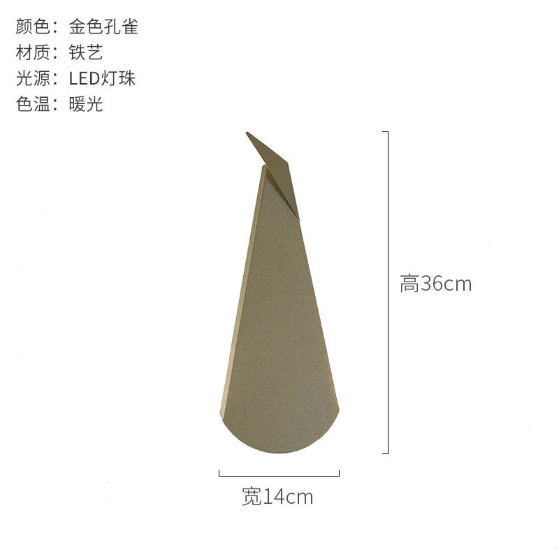 Applique Murale LED Moderne en Métal Or, Design Paon, Éclairage Chambre - Luminous Place