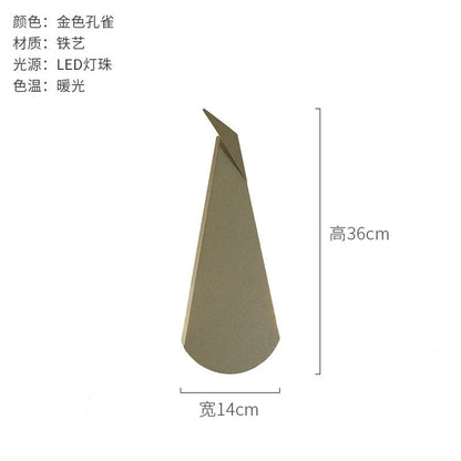 Applique Murale LED Moderne en Métal Or, Design Paon, Éclairage Chambre - Luminous Place