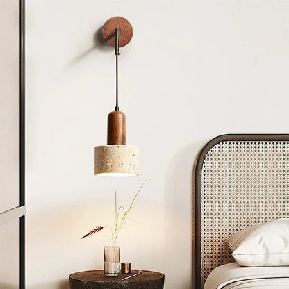 Applique Murale Pierre Naturelle Wabi Sabi LED Ambiance Chaude Bois de Pêche - Luminous Place