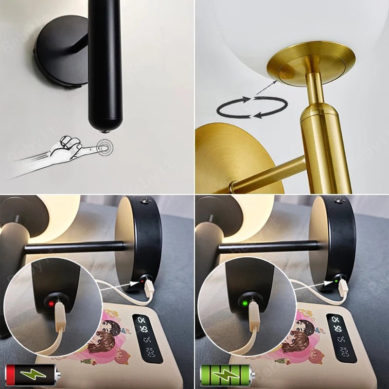 Applique Murale Rechargeable Tactile LED Dimmable Tricolore pour Intérieur - Luminous Place