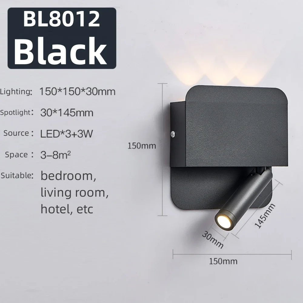 Applique Murale Rotative Moderne LED en Aluminium, Lumière Chaude, Angle Réglable, Chevet - Luminous Place