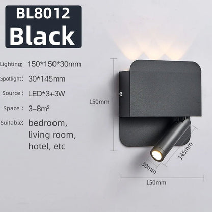 Applique Murale Rotative Moderne LED en Aluminium, Lumière Chaude, Angle Réglable, Chevet - Luminous Place