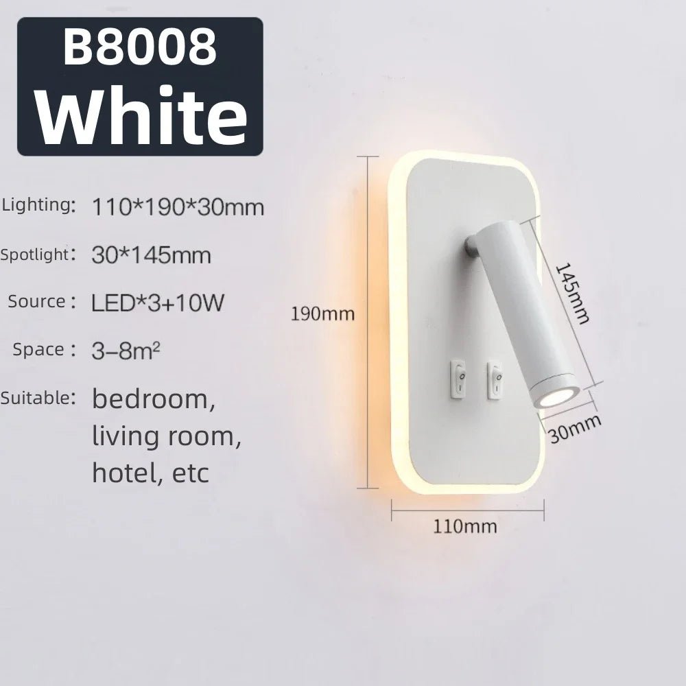 Applique Murale Rotative Moderne LED en Aluminium, Lumière Chaude, Angle Réglable, Chevet - Luminous Place