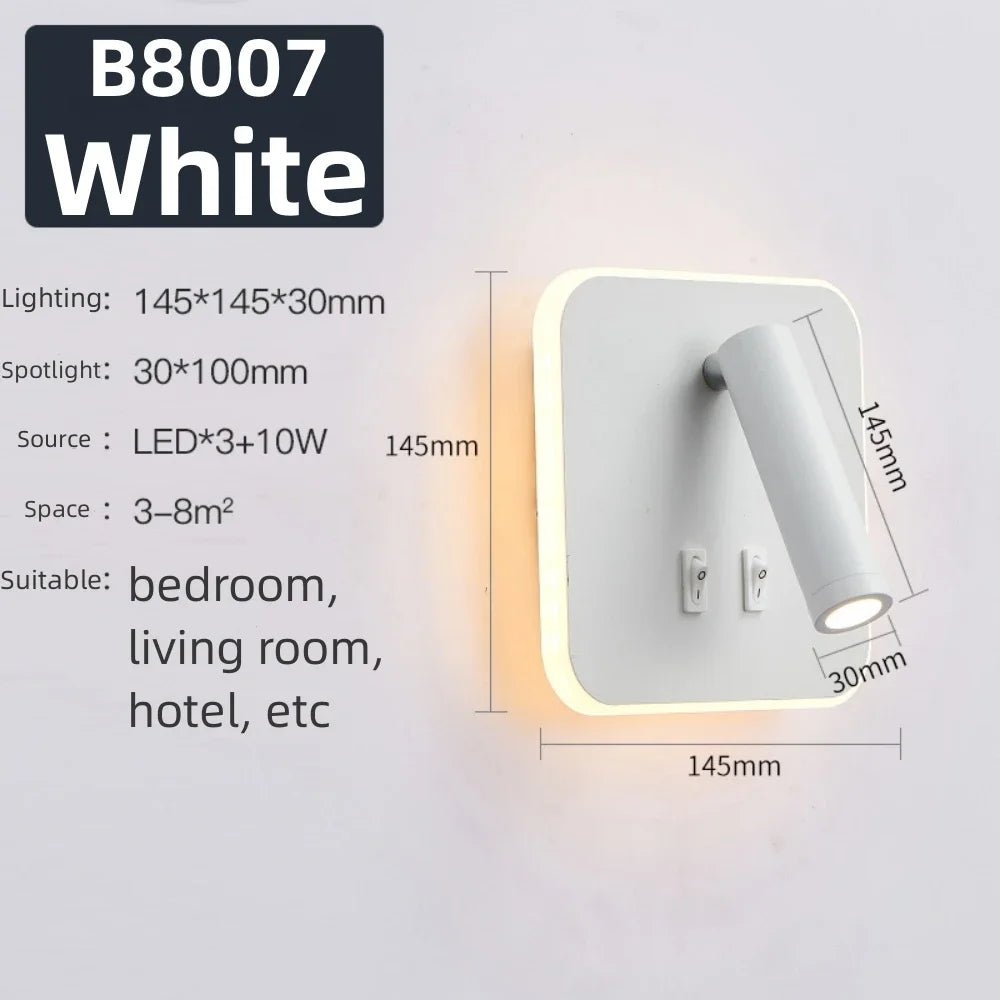 Applique Murale Rotative Moderne LED en Aluminium, Lumière Chaude, Angle Réglable, Chevet - Luminous Place