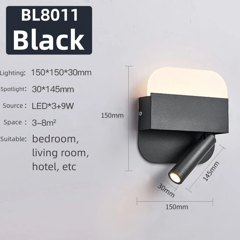 Applique Murale Rotative Moderne LED en Aluminium, Lumière Chaude, Angle Réglable, Chevet - Luminous Place