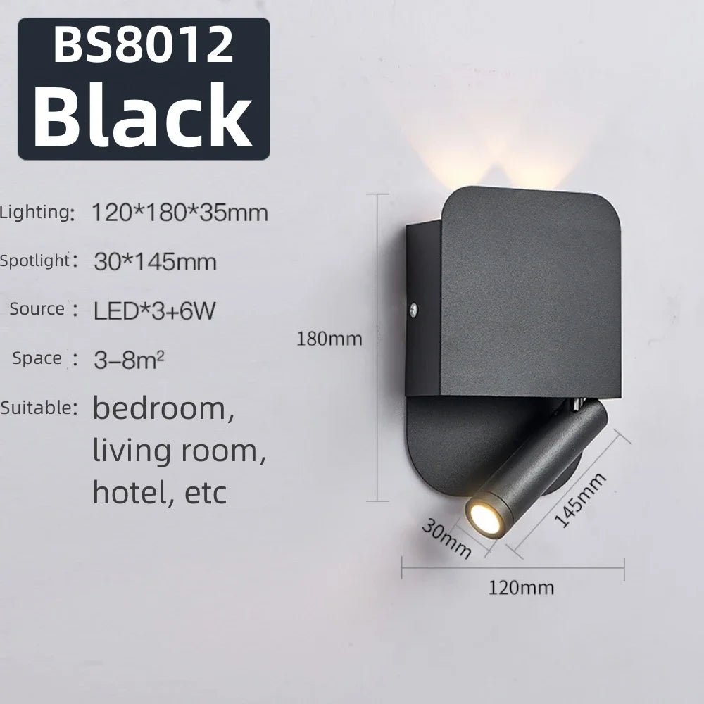 Applique Murale Rotative Moderne LED en Aluminium, Lumière Chaude, Angle Réglable, Chevet - Luminous Place