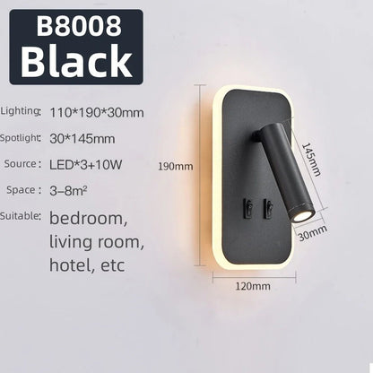 Applique Murale Rotative Moderne LED en Aluminium, Lumière Chaude, Angle Réglable, Chevet - Luminous Place