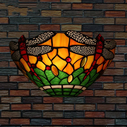 Applique Murale Style Européen Vitrail Libellule pour Ambiance Nostalgique - Luminous Place