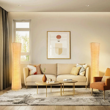 Lampadaire à abat - jour papier tricolore avec lumière LED réglable pour salon et bureau - Luminous Place