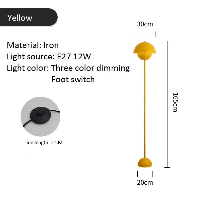 Lampadaire champignon moderne E27 en métal avec lumière LED dimmable pour ambiance cosy - Luminous Place